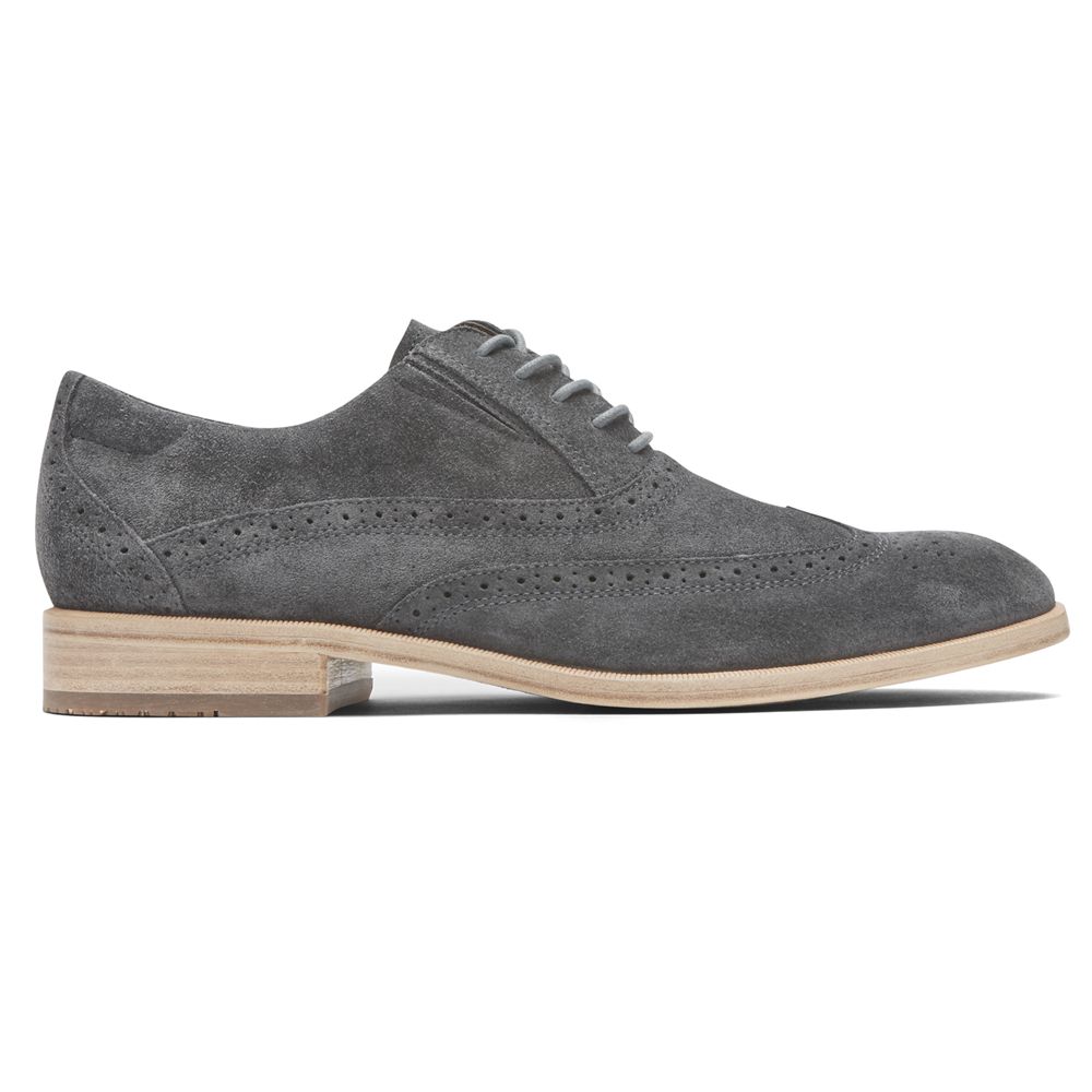 Sapatos Oxford Homem Rockport Total Motion Office Wingtip Cinzentas,Portugal LRSZO-3642